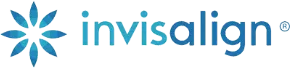 The image displays a logo with the word Invisalign prominently featured above an illustration of a smile, suggesting a dental treatment service related to invisible orthodontics.